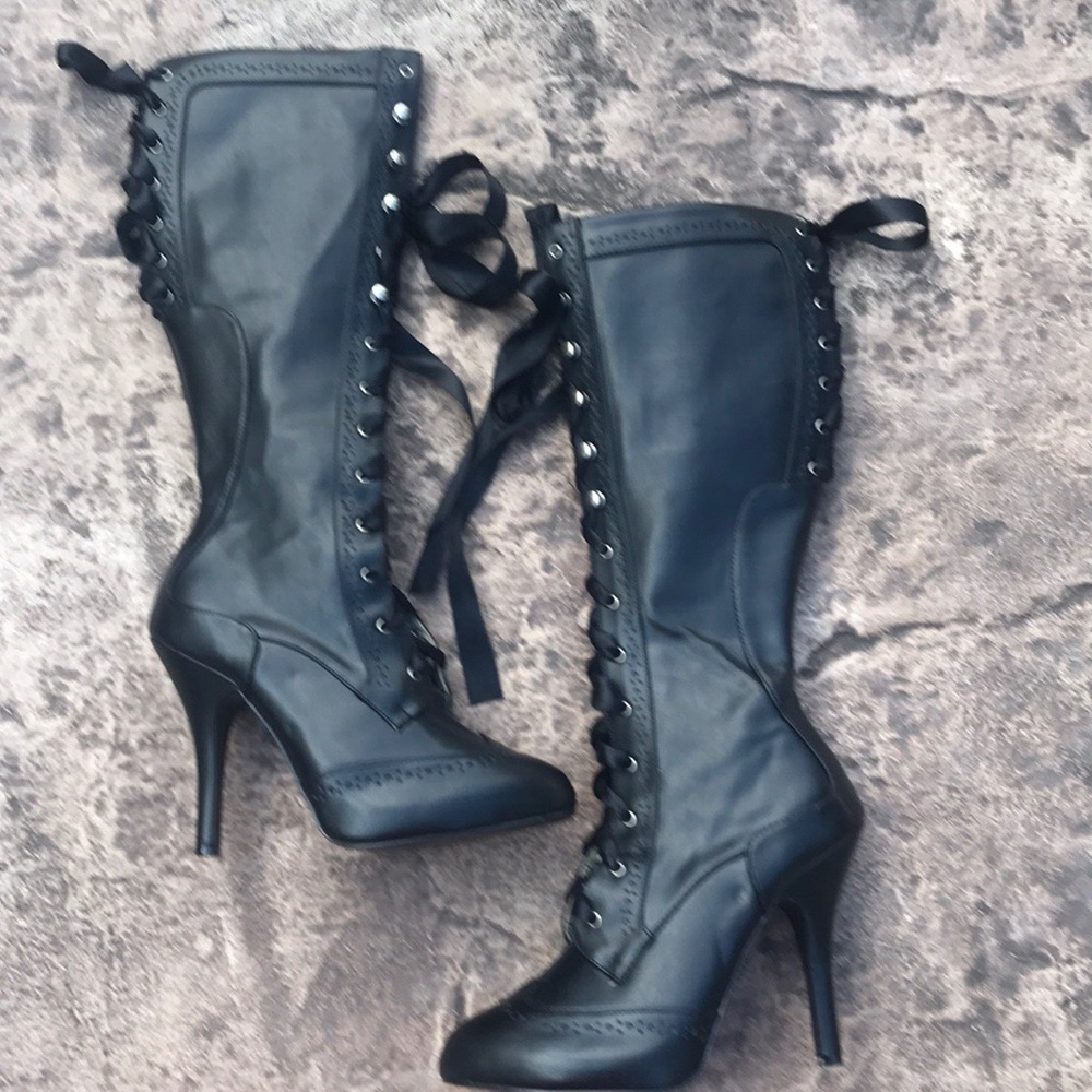 Bordello High heeled lace up boots
